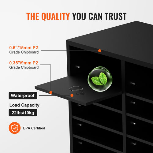 Wood Literature Organizer – 24-Slot File Sorter with Removable Shelves