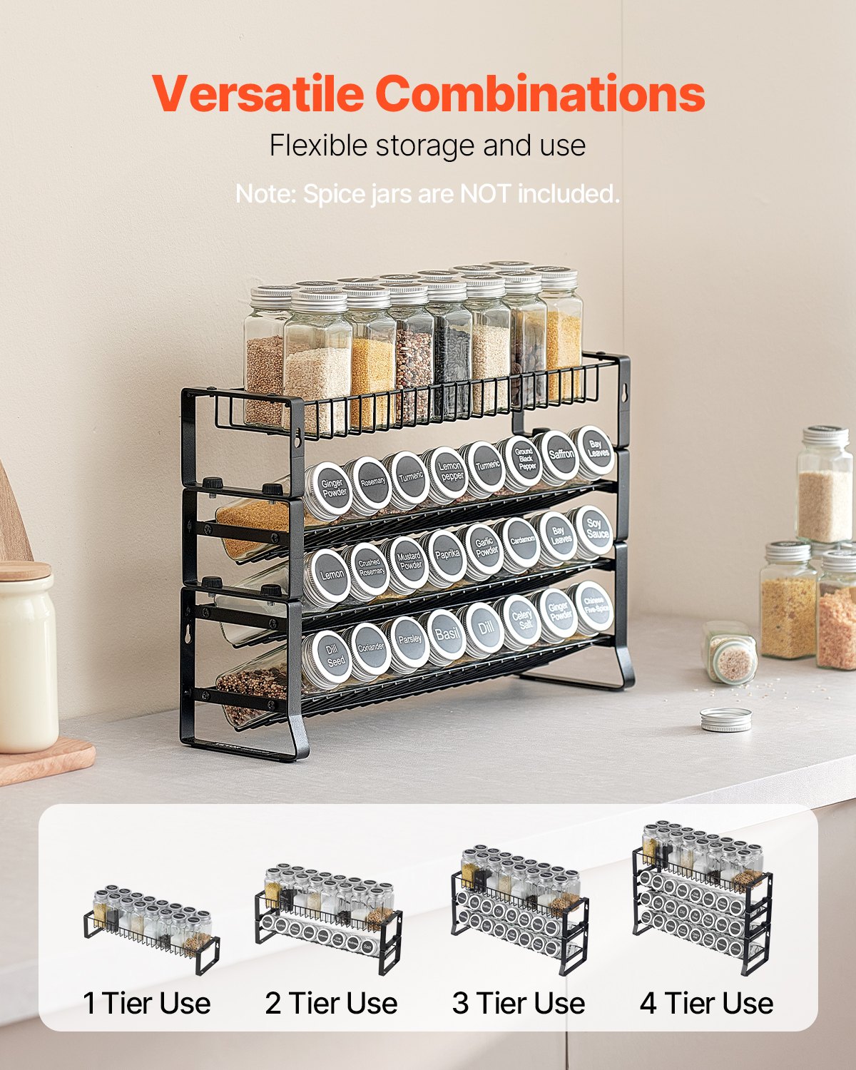 Kitchen Spice Rack Organizer – 18×11 Countertop & Cabinet Storage
